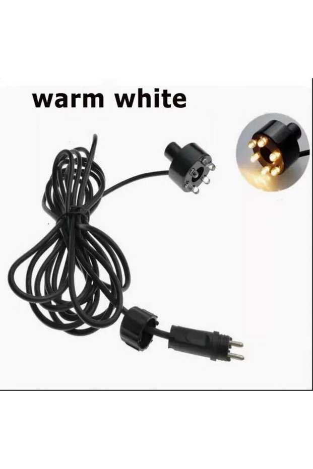 Warm White Underwater 6-LED Light Ring For Fountain Fish Pond Water Garden AC Adapter Warm White Whi