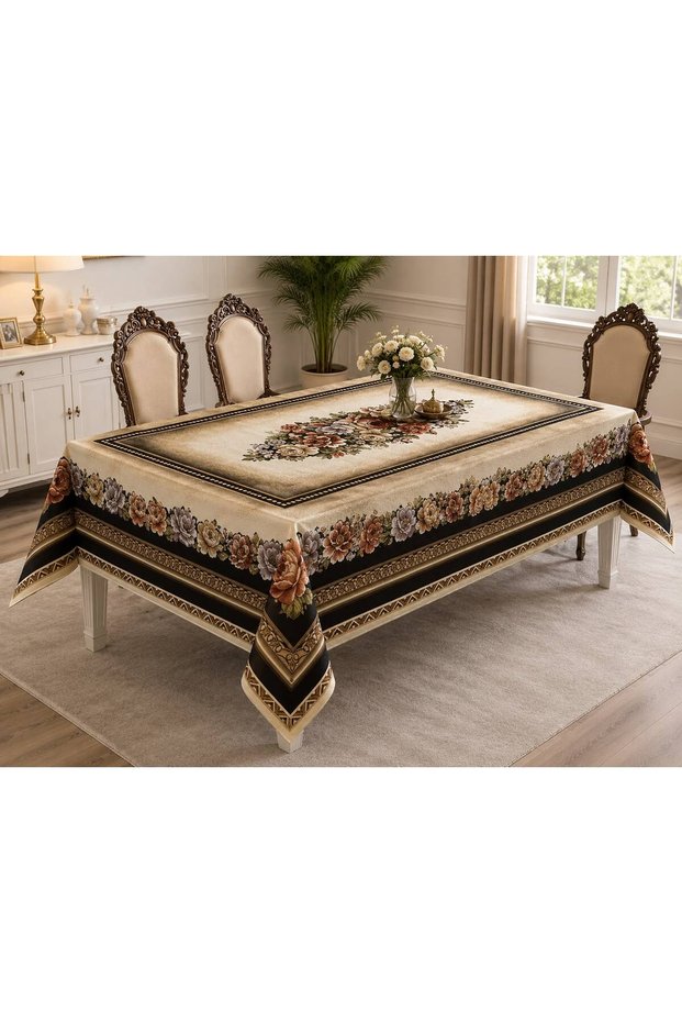 6 Person Tapestry Woven Floral Pattern Living Room and Dining Table Cover 160 X 220 cm