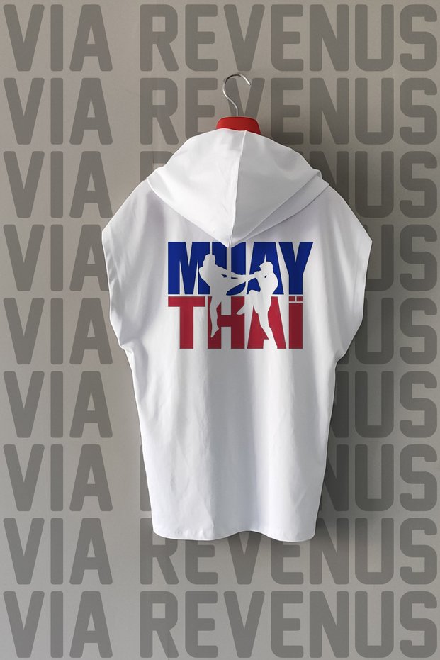 Muay Thai Front and Back Printed Zero Sleeve Hooded 100% Cotton Sports Tshirt