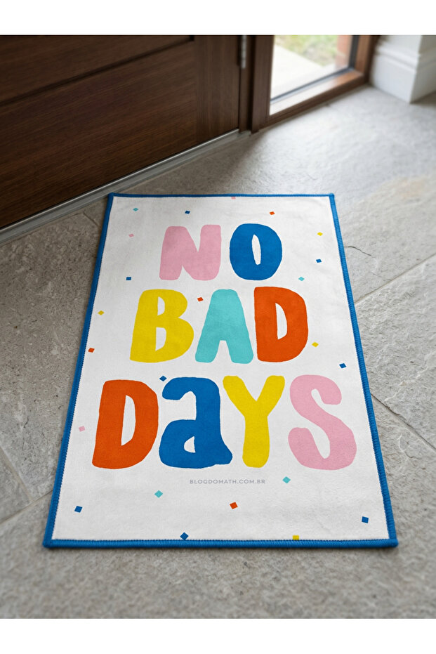 Non-Slip Sole Positive Energy Themed Washable Door Front-Bathroom Mat 40X60 cm
