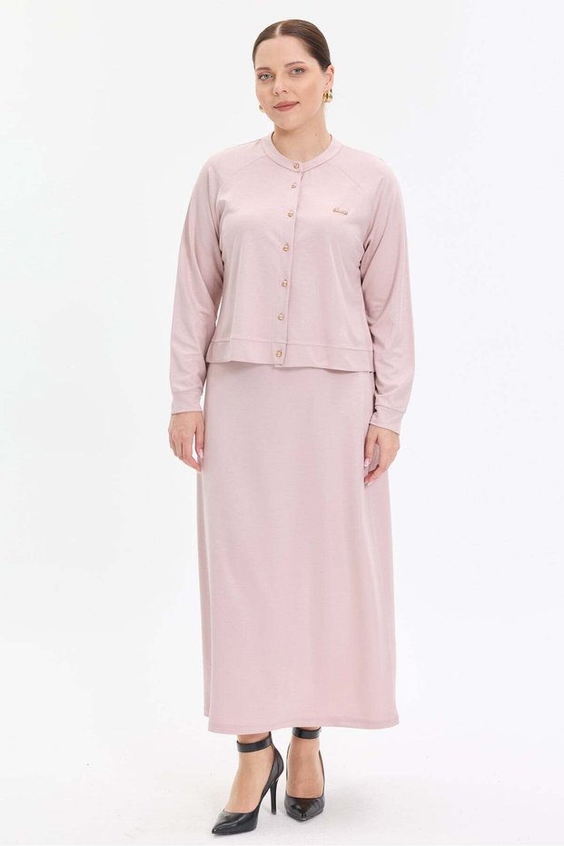 Solaris Fabric Button Detailed Women's Skirt Suit
