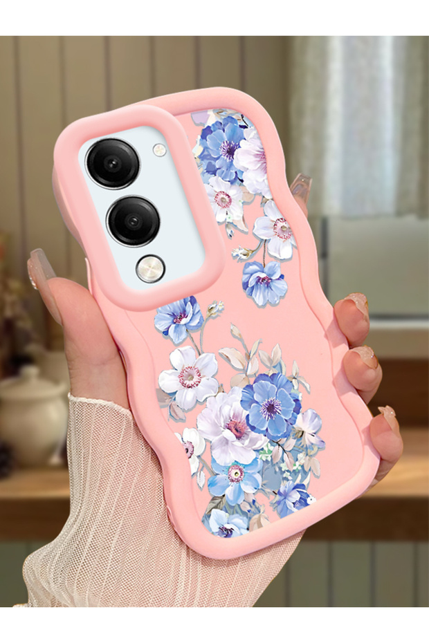 Vivo Y29S Compatible Case Camera Protector Pink Silicone Couple Phone Case Floral Pattern