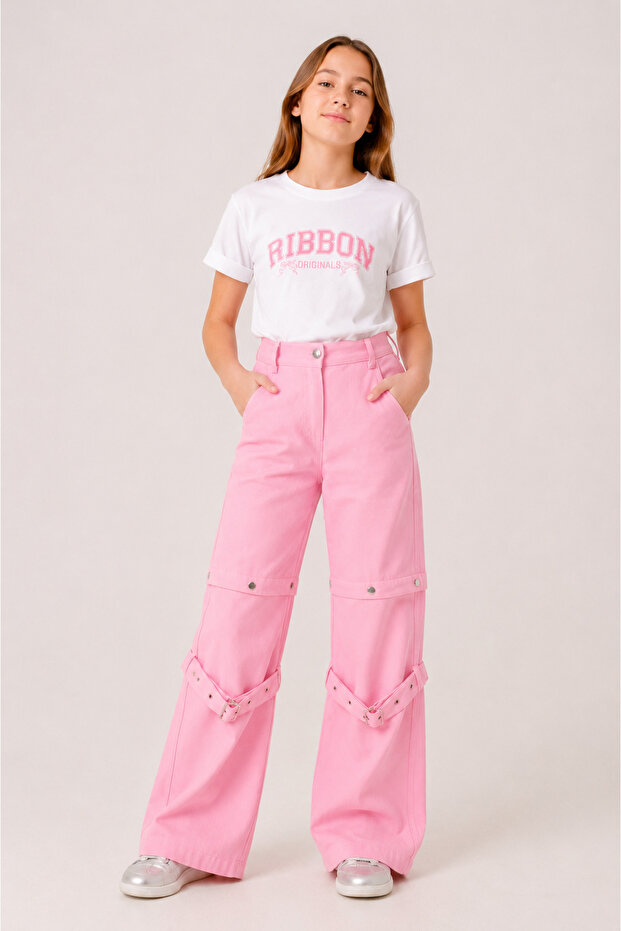 Girl's Convertible Pants Shorts with Snap Buttons 2 in 1 2568