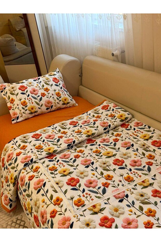 Surprise Pillow & Guest Pike Set - Double - Floral Pattern - 6 Pieces