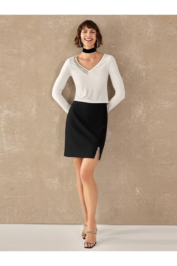 Alita City Lcw Vision Black Satin Plain Mini Women's Skirt with a Difference