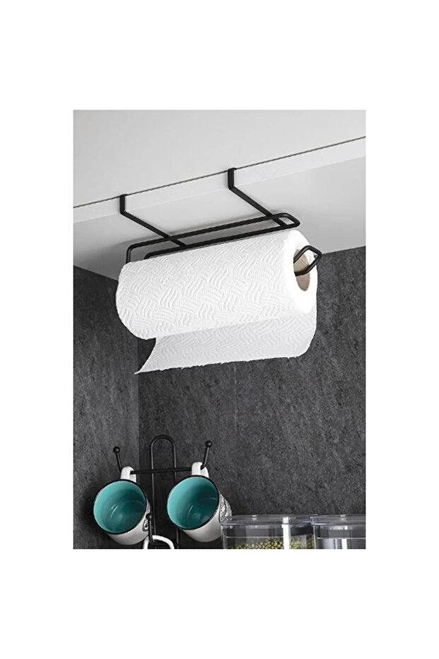 Black In-Cabinet Paper Towel Holder Hanger