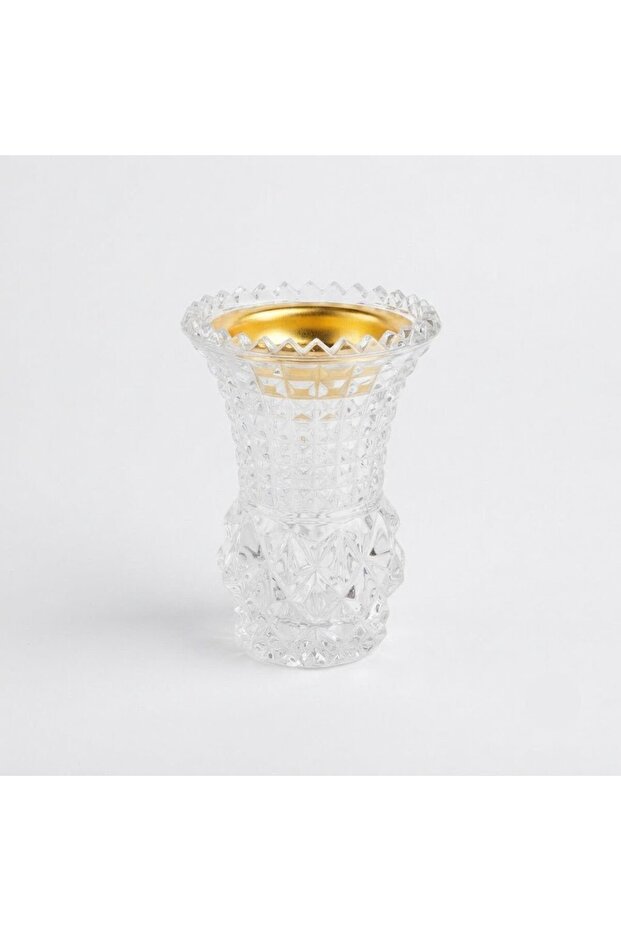 Clear Diamond-Cut Glass Incense Burner – 12×8 cm