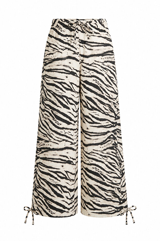 Adjustable Cuffs Zebra Pattern Trousers