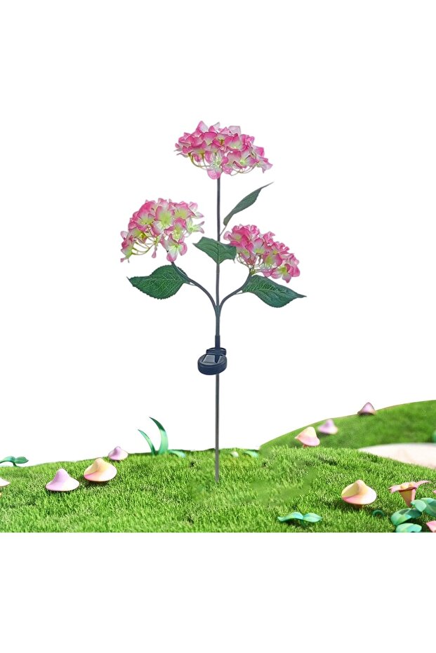 Solar Simulated Hydrangea Flower Light LED Solar Light Ground Socket Light-Controlled Automatic Switch Garden Patio Lawn Pink