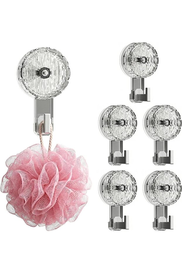 6 super strong suction cup hooks, reusable, bathroom suction cup hooks, suitable for bathrooms and kitchens.