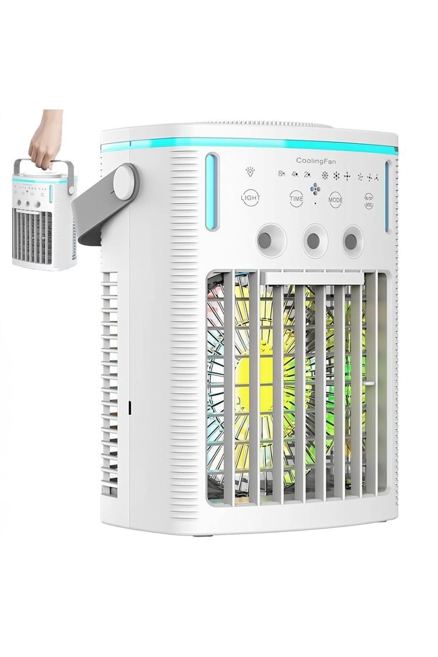 Portable Air Cooler 3 Wind Speeds 3 Mist Levels 2/4/8H Timer 1-Liter Water Tank Remote Control Mini Cooler Fan for Home Bedroom Travel Office