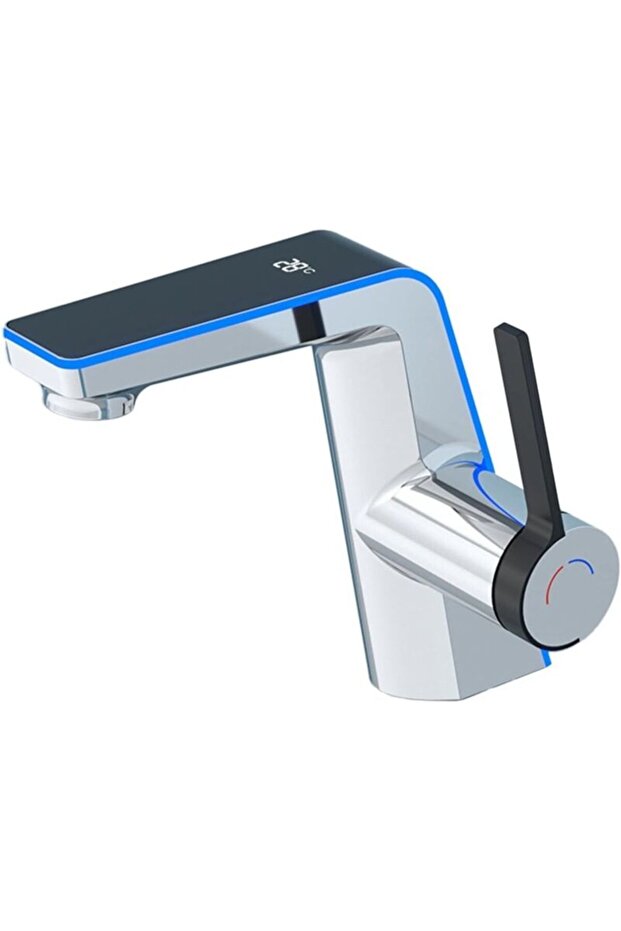 Smart digital brass single-handle bathroom sink faucet, hot and cold water mixing faucet, precise temperature control (chrome plated).