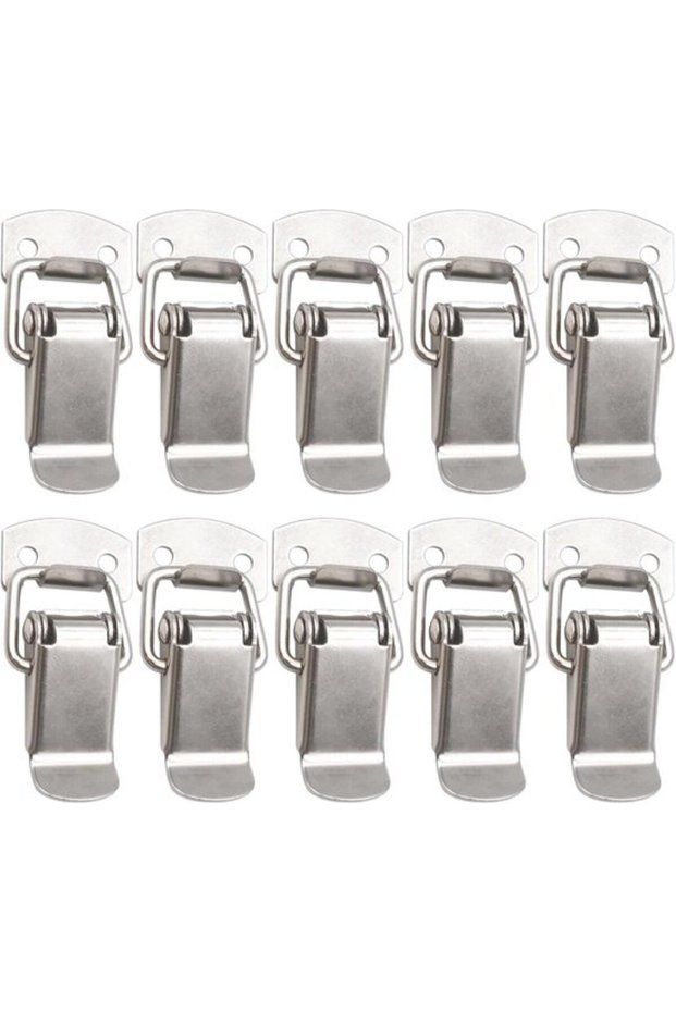 Furniture locks - 10 pieces 47mm lever latches with 40 screws, Lap latches, Spring latches for windows, furniture, drawers, cabinets, tool cabinets