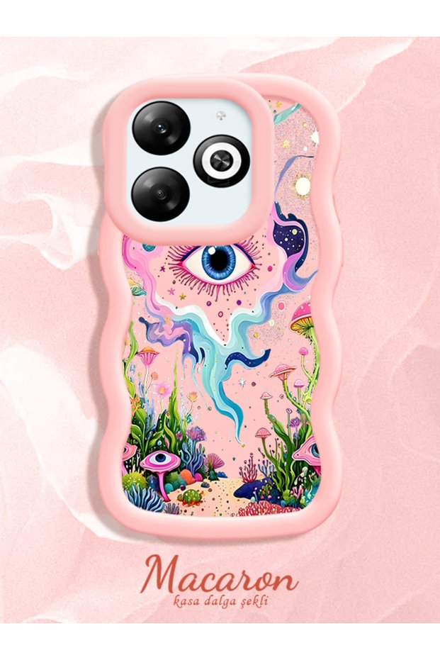 Infinix Smart 8/8 Pro Compatible Colorful Psychedelic Eye Mushroom Drawing Flat Print Case