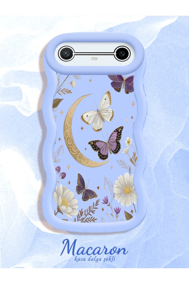 Tecno Spark Slim/Pova Slim Compatible Wavy Frame Moon Butterfly and Flower Pattern Silicone Phone Case