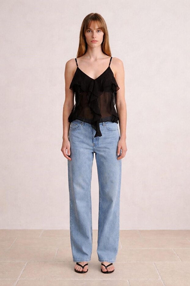 26Yblz01636 Women's Ruffle Detailed Blouse