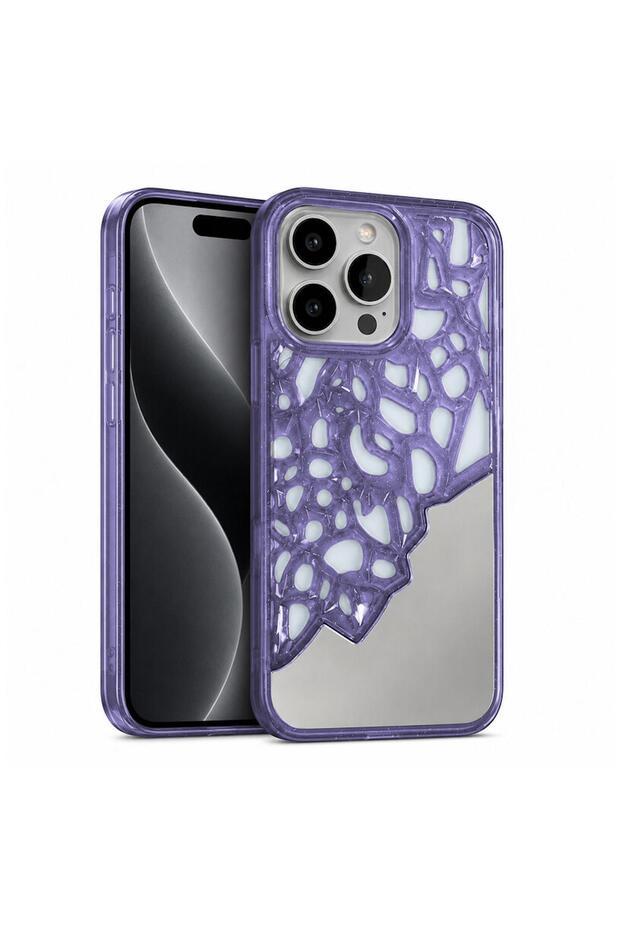 Apple iPhone 12 Pro Max Compatible Case Lace Mirror Silicone Case Deep Purple