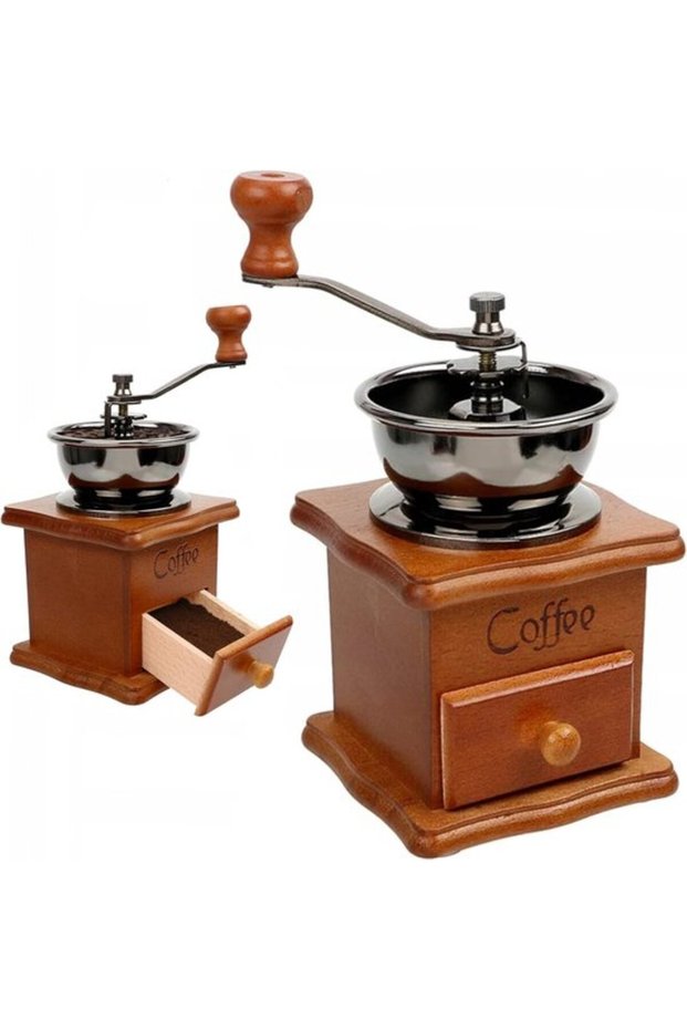 Coffee Grinder Brown Retro Manual Wooden Coffee Grinder Hand Crank Portable Antique Design Espresso Grinder Coffee Beans Stainless Steel