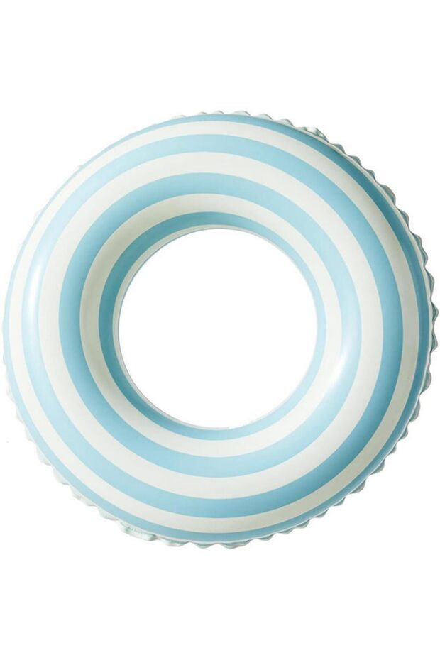 Two swimming pool floating toys suitable for children aged 5-10, featuring simple stripes, cute swimming rings, beach party water toys - blue.