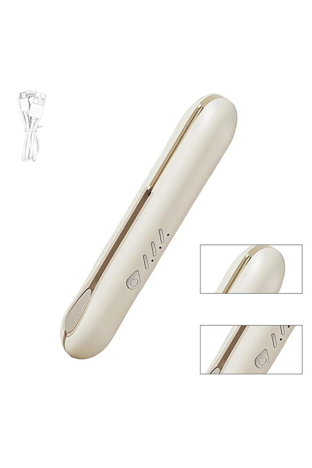 Mini hair straightener, cordless, curling, 3 temperature settings, plant protein coating, tangle-free.