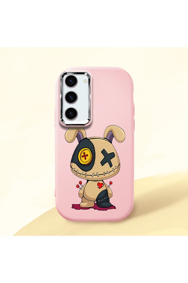 Samsung Galaxy S23 Compatible Case Camera Protector Pink Silicone Couple Phone Case Character Patterned