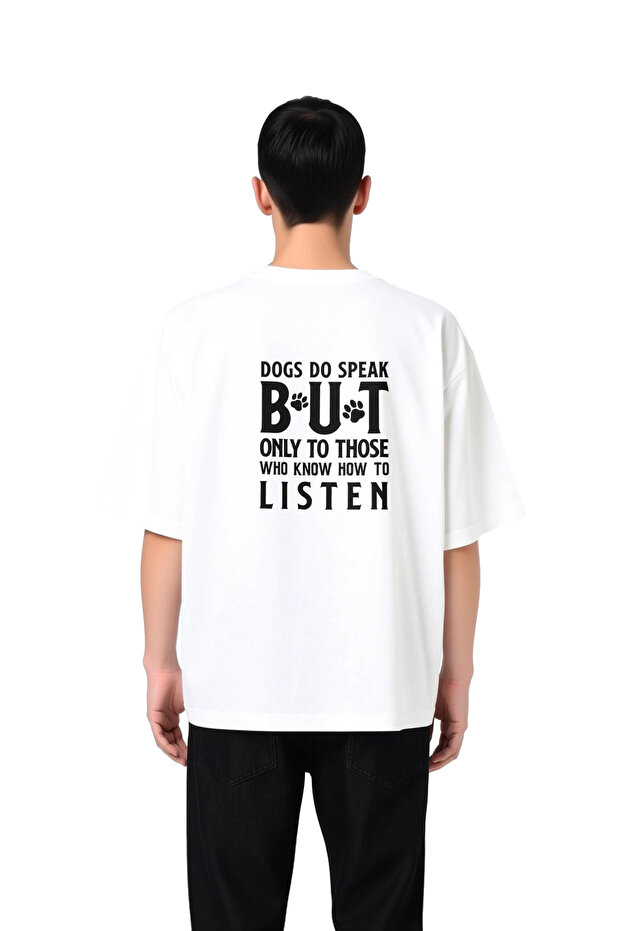 Communication Philosophy with Dogs Printed Men's Oversize T-Shirt