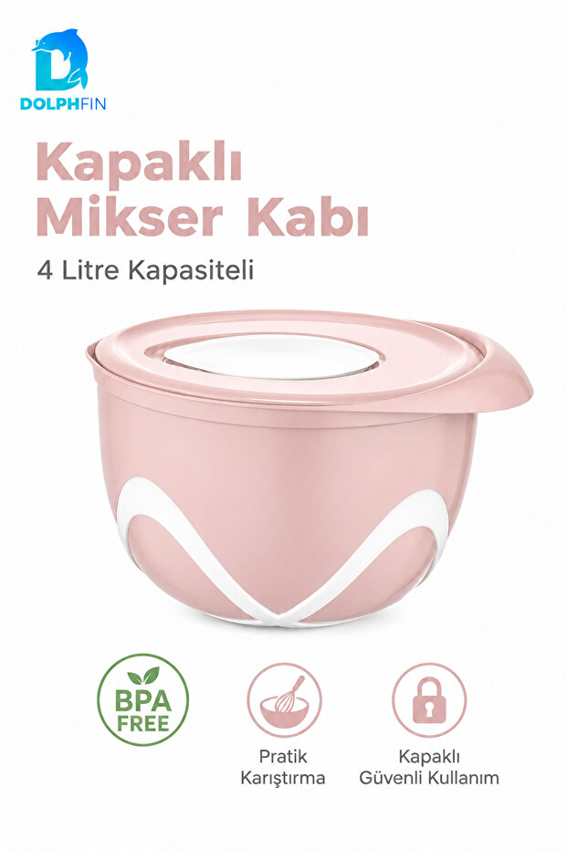 4 Liter Mixer Bowl with Lid Bpa Free Anti-Splash Dough Kneading Bowl