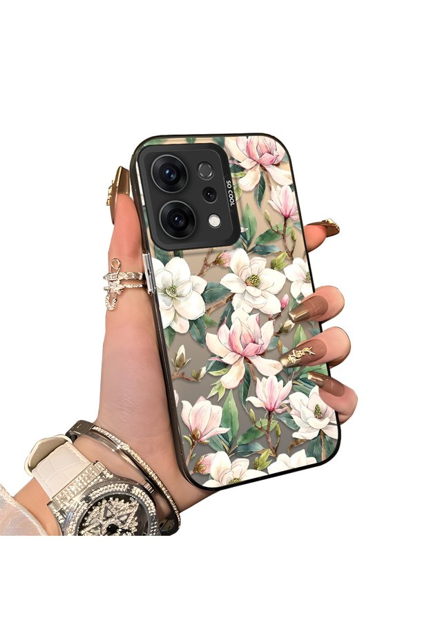 Oppo Reno 14/14F Compatible Hard Acrylic Back Silicone Edge Lens Protection Case