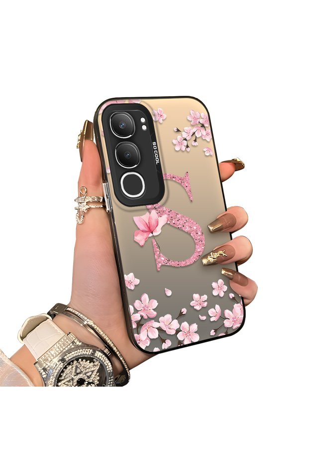 Vivo Y19S Compatible Silicone Edge Hard Back Case Couple Phone Case with Letter S Pattern