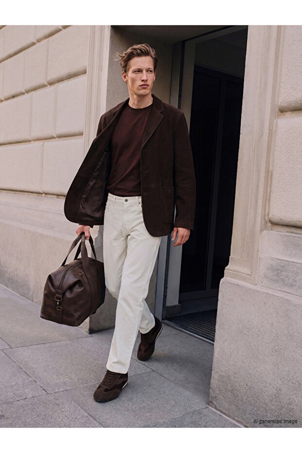 Southblue White Standard Fit Men's Gabardine Trousers