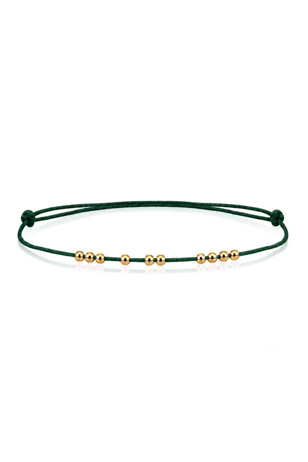 Gold Beaded Emerald Green Rope Minimal Anklet
