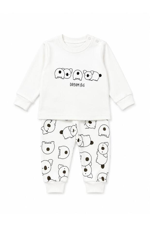 Unisex Baby Koala Printed Pajama Set 100% Cotton Long Sleeve 2-Piece Set 3 Months-2 Years