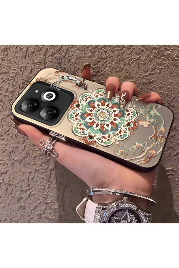 Tecno Spark 20C Compatible Traditional Dunhuang Motif Silicone Phone Case, Shockproof