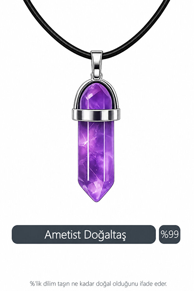 Original & Certified Amethyst Stone Pendant with Natural Stone String