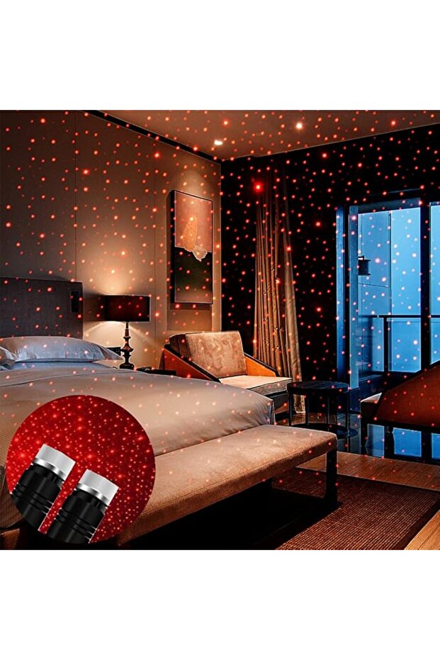 USB Star Projector Night Light, Adjustable Romantic red Interior Car Lights, Bending Freely Portable