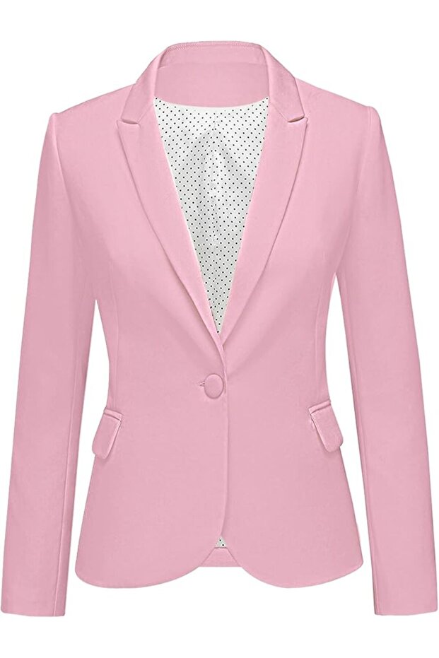Women's Long Sleeve Formal Notch Lapel Button Down Blazer Pockets Jacket