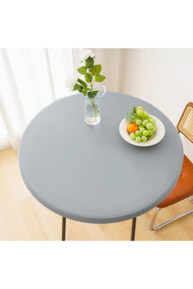 1. Outdoor side table waterproof round tablecloth – vinyl tablecloth suitable for patio dining – 60cm – grey