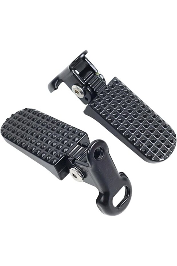 2 black foldable footrests.