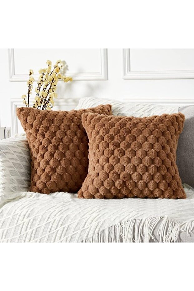 Pillowcases - 2-pack - 40x40 cm - Extra soft and comfortable - Decorative throw pillowcases - Suitable for sofas, beds, and living rooms - Brown