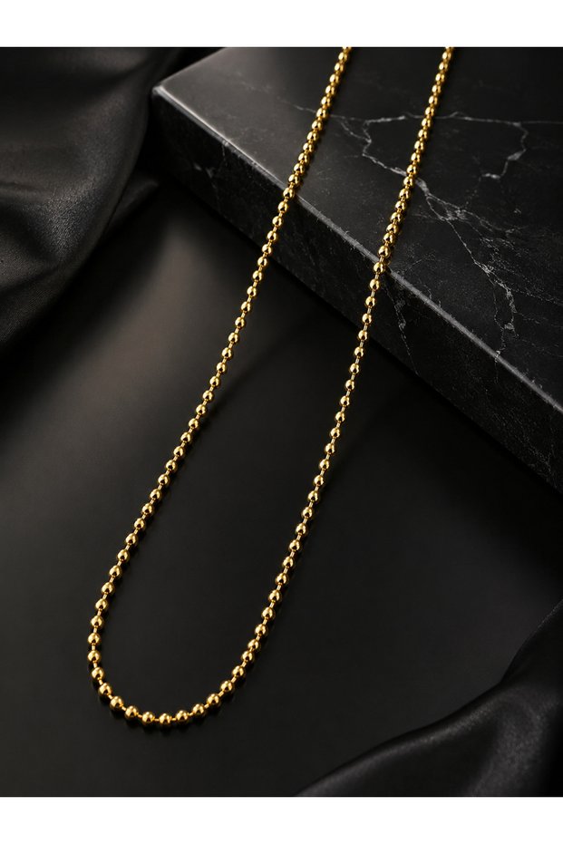 Bead Detailed Steel Necklace (60 cm 2.5mm)
