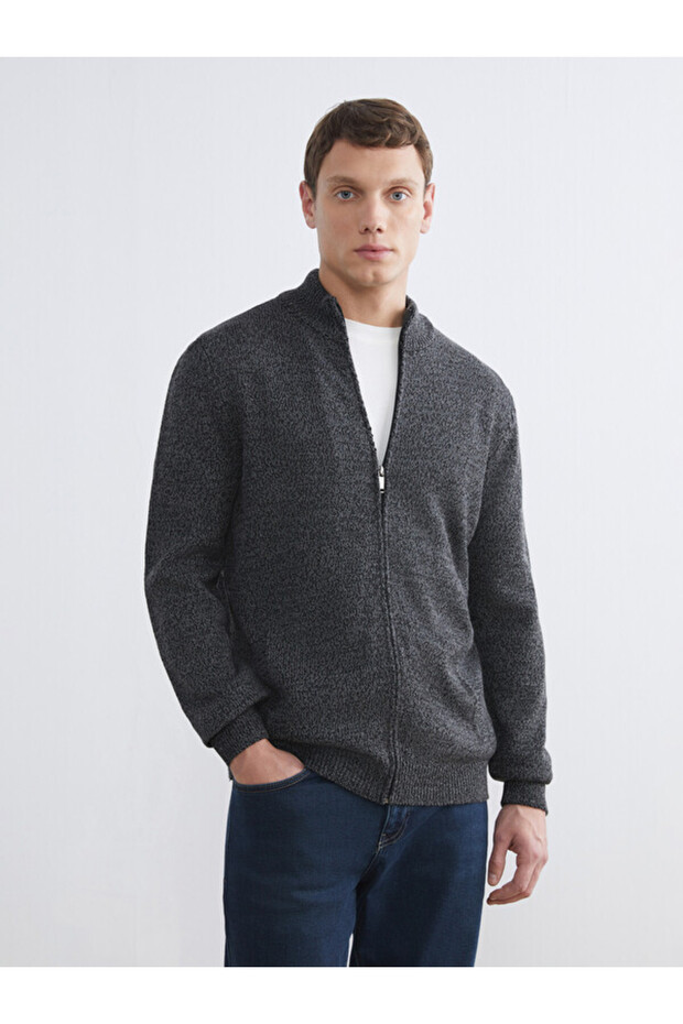Esvab • Modern & Distinctive Standard Fit Stand Collar Men's Knitwear Cardigan
