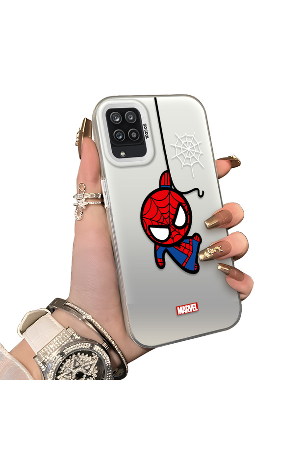 Samsung Galaxy A12 Compatible Silicone Edge Hard Back Case Couple Phone Case Spider Man Patterned