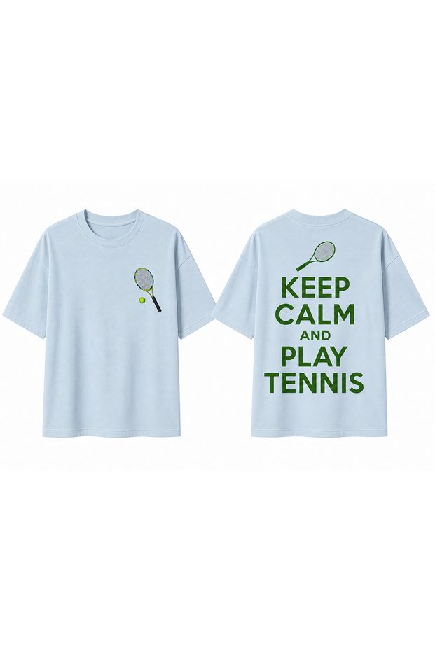 Unisex Oversize Tennis Printed T-Shirt 100% Cotton Tennis Themed Comfortable Fit Short Sleeve T-Shirt