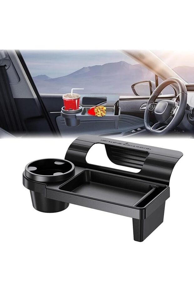 Seat Gap Storage Box, Dual Cup Holder Auto Side Pocket Organizer, between Console and Seat