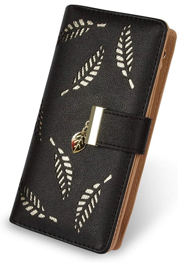 Women's wallet foldable PU leather coin purse card slots.