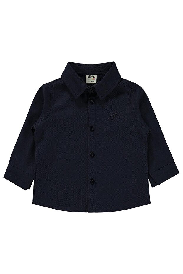 Dinosaur Embroidered Shirt for 6-18 Months - Navy Blue