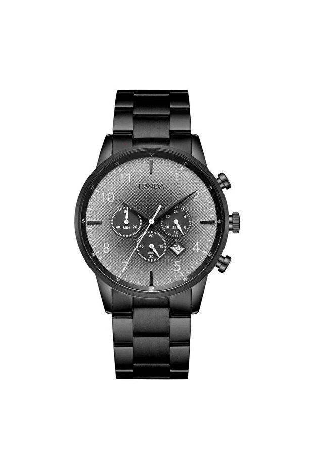 Men's Black Stainless Steel Watch, Gray Dial | Trn-43b