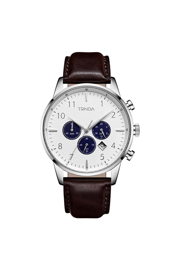 Men's Stainless Steel Watch, Brown Leather | Trn-W43sl