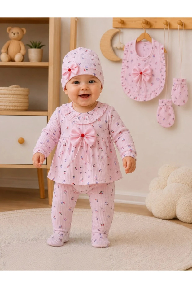 Tiny Flowers Printed 5-Piece Hospital Discharge Set