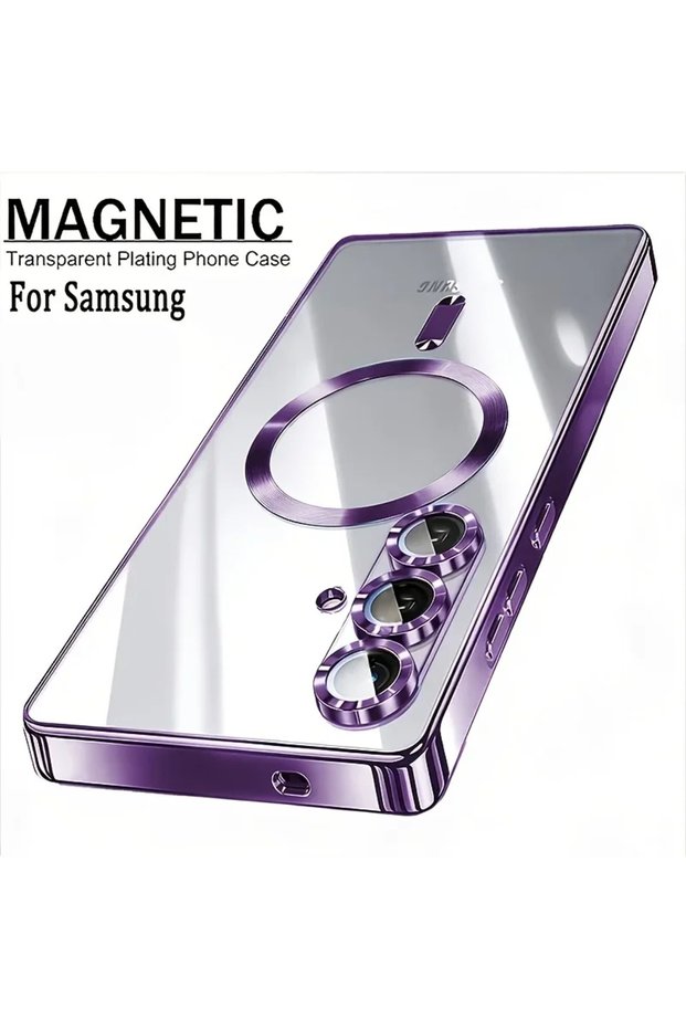 Galaxy A57 Purple Transparent Plating Magnetic Phone Case for Samsung Galaxy A57 A56 A55 A54 A37 A36